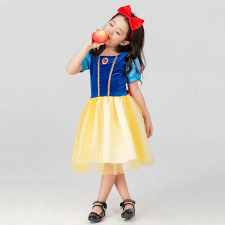 Imagem de Fantasia Branca de Neve Temática Infantil Feminina Princesa