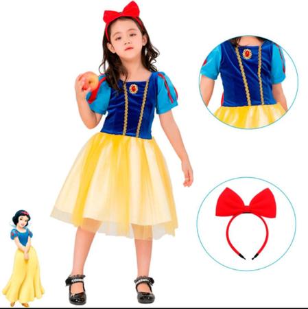 Imagem de Fantasia Branca de Neve Temática Infantil Feminina Princesa