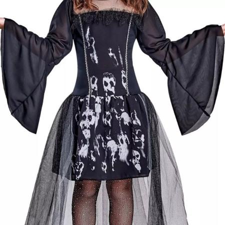 Fantasia Halloween Vestido Infantil Menina Bruxinha Fantasma