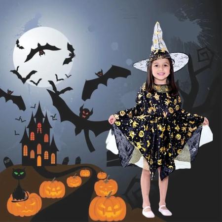 Fantasia Halloween Infantil Menina Abóbora Camisa Saia Bolsa