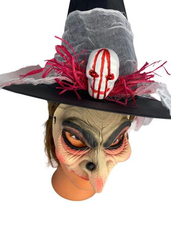 Qtmy Máscara de borracha de látex Grotesques feia e horrenda com chapéu de  cabelo para fantasia de festa de Halloween