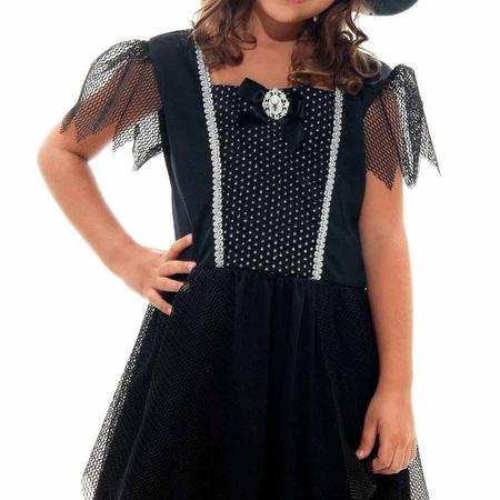 Vestido Fantasia Infantil Aniversário Tematico Bruxa Halloween