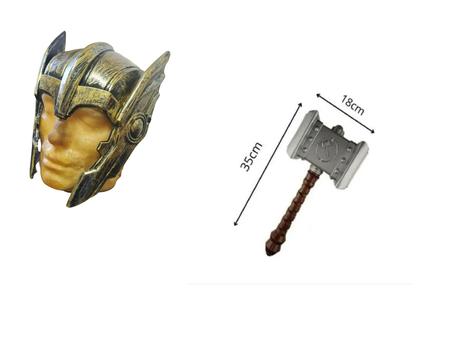 Imagem de Fantasia Capacete Thor dourado + Martelo- adulto/ infantil