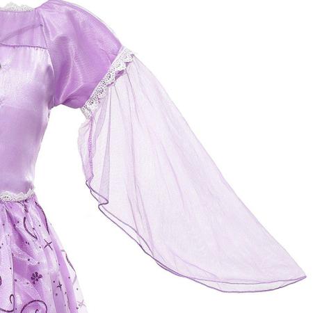 Imagem de Fantasia Carnaval Halloween Vestido Rapunzel Enrolados Super Luxo