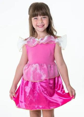 Imagem de Fantasia Carnaval Infantil Princesa Rosa com Tiara