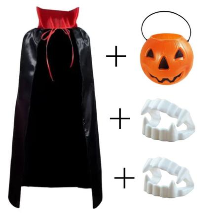 Fantasia de Halloween Infantil Masculino Vampiro Conde Drácula G 7-10