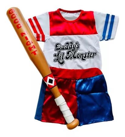 Fantasia Roupa Alerquina Infantil Arlequina Harley Quinn Esquadrão Com Taco  - Golden Moon - Fantasias para Crianças - Magazine Luiza