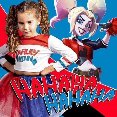 Fantasia Roupa Alerquina Infantil Arlequina Harley Quinn Esquadrão Com Taco  - Golden Moon - Fantasias para Crianças - Magazine Luiza