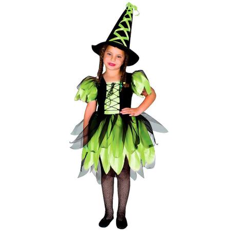 Fantasia Bruxa Infantil Halloween vestido e chapéu 2 cores a pronta entrega