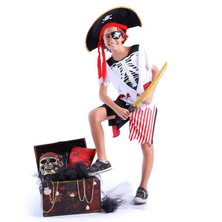 Fantasia de Halloween Infantil Menino Pirata 3 Peças - Fantasias