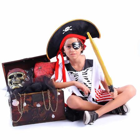 Fantasia Halloween Masculina Pirata Piratinha Listrado Carnaval