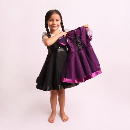 Imagem de Fantasia De Halloween Menina Vestido Infantil Roxo Baby Luxo