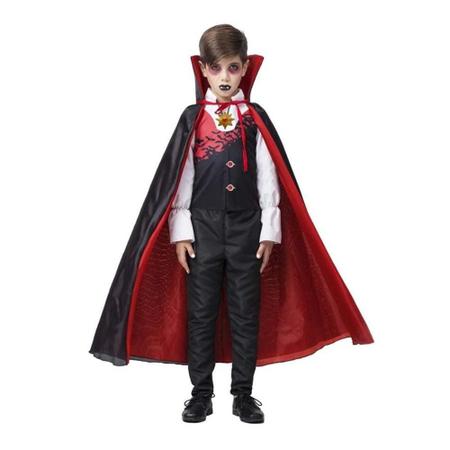 Fantasia Vampiro Infantil de Halloween Conde Drácula Com Colete e Capa -  Fantasias Carol AJ - Fantasias para Crianças - Magazine Luiza