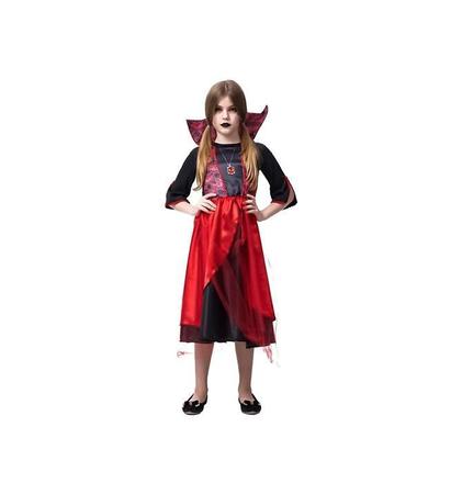 Fantasia de Halloween Rainha Vampira Infantil Longa