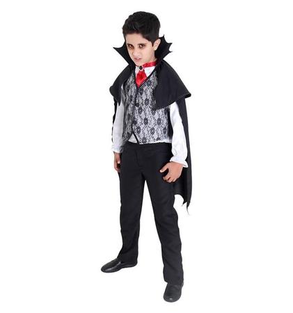 Capa Halloween Infantil Vampiro Fantasia Preta