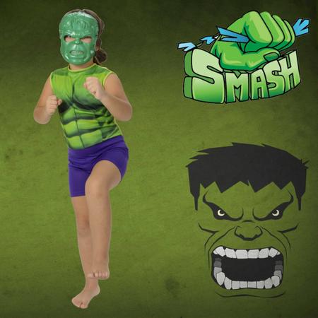 Imagem de Fantasia De Hulk Super Herói Verde Divertida Com Mascara