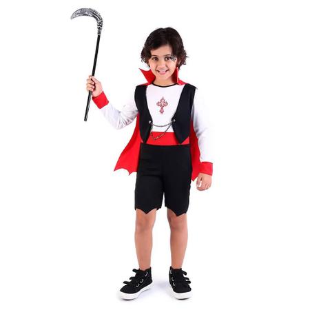 Fantasia Vampiro Drácula Infantil Luxo + Capa Colete Gravata - 7