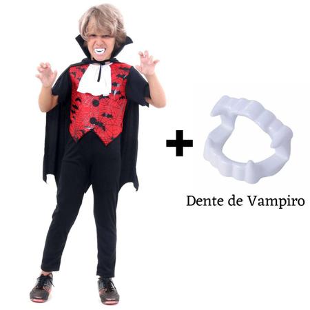 Fantasia Drácula Infantil Vampirinho Com Capa Para Halloween