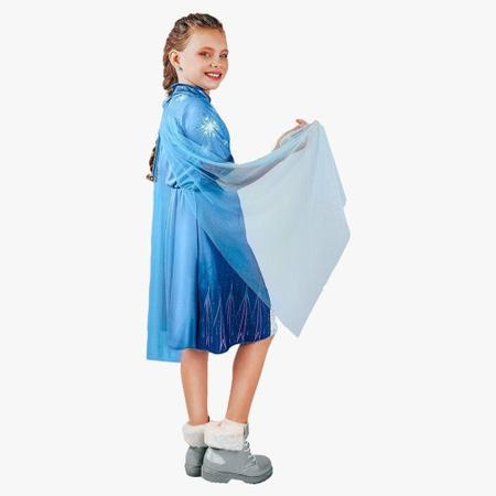 Fantasia Elsa Frozen 2 Vestido Infantil Azul Roupa Original Disney