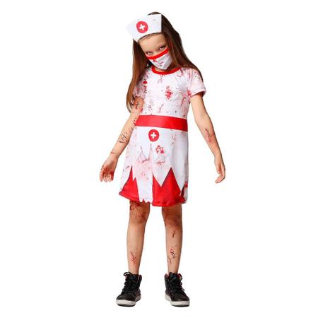 Fantasia Vestido Enfermeira Zumbi Menina Halloween Infantil