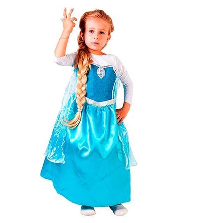 FANTASIA FROZEN VESTIDO TEMATICO CAPA PRINCESA ELSA GELO LUX