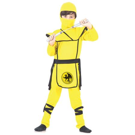 Um personagem de desenho animado de um ninja amarelo e preto