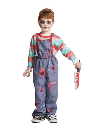 Fantasia Halloween Boneco Assassino Infantil Menino Zumbi