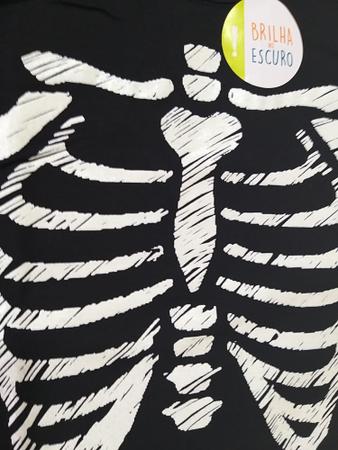 Imagem de Fantasia Halloween Camiseta Masculina Infantil Esqueleto Brilha no Escuro Com Capa Malwee Kids