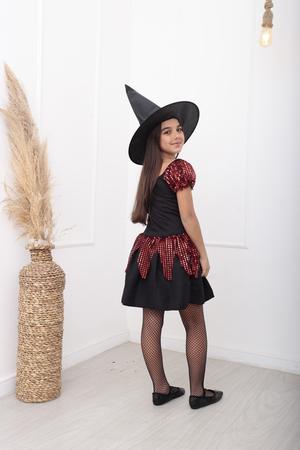 Fantasia Halloween Feminina Infantil Bruxinha Vestido de Bruxa