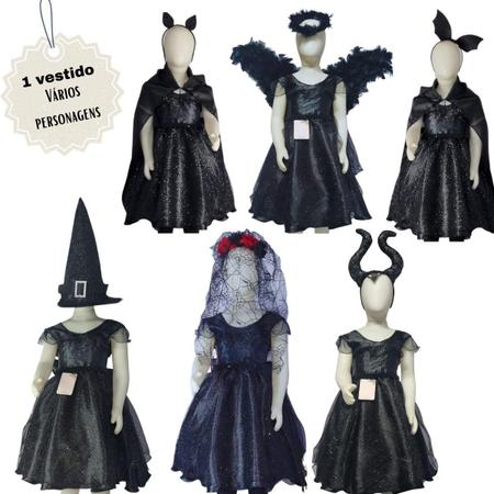 Fantasia Infantil Vampira Bruxa Hallowen Luxoanjo