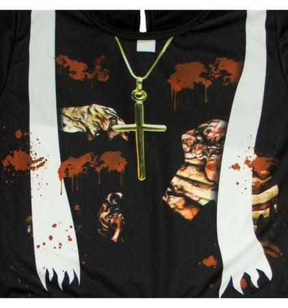 Fantasia masculina de padre zumbi, para fantasia de Halloween, acessório de  festa, grande, preto e branco 