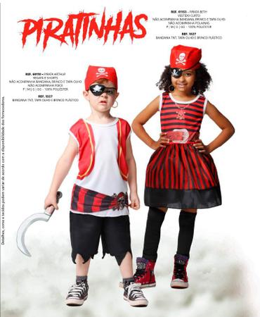 Vestido Fantasia Infantil Pirata Com Bandana E Tapa Olho Preto - Lojas  Torra