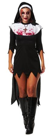 Fantasia Halloween Noviça do Mal Freira Adulta Vestido + Véu