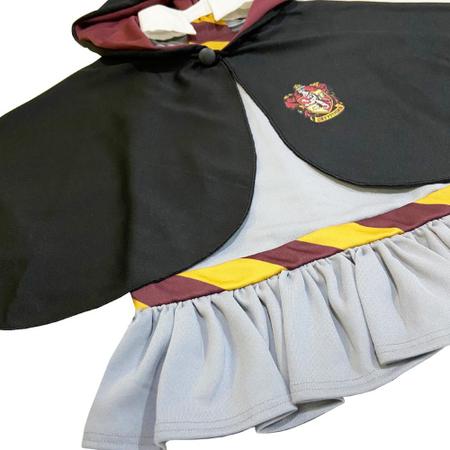 Imagem de Fantasia Hermione Infantil Harry Potter Varinha + Vestido + Capa + Capuz + Gola e Gravata Licenciada Sulamericana