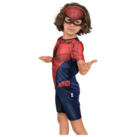 Fantasia Halloween Homem Aranha Com Máscara Tamanho G