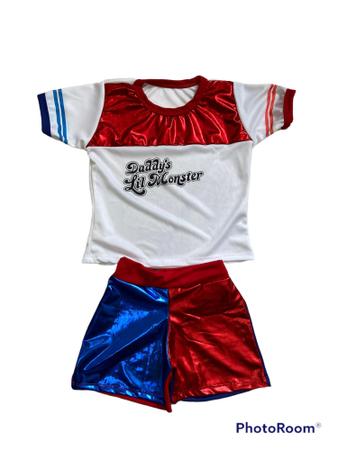 Fantasia Roupa Alerquina Infantil Arlequina Harley Quinn Esquadrão Com Taco  - Golden Moon - Fantasias para Crianças - Magazine Luiza