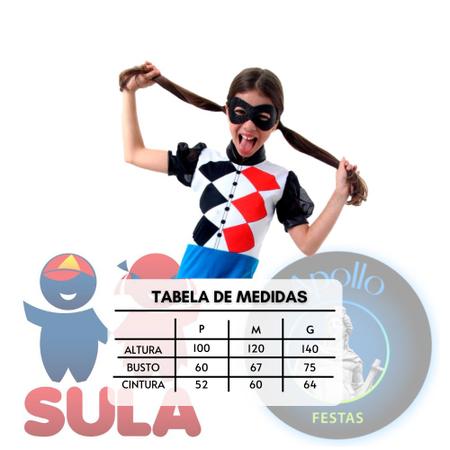 Fantasia Arlequina Infantil Curta - Super Hero Girls
