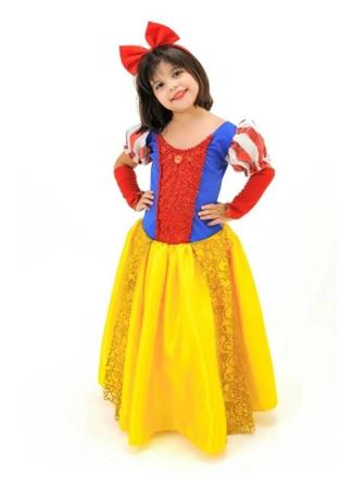 Vestido Fantasia Infantil Luxo Princesas Com Luva E Coroa