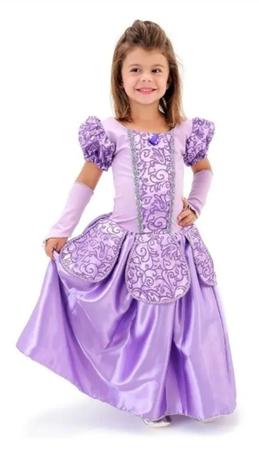 Fantasia Vestido Infantil Princesa Cinderela + Luvas + Coroa