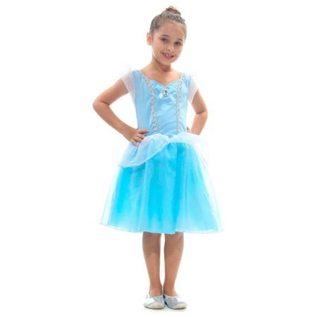 Vestido Infantil Tule Princesa Cinderela Disney