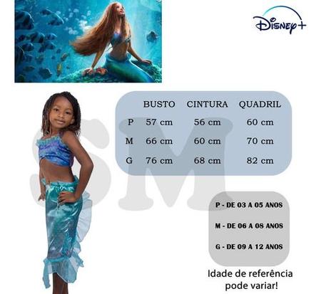 Fantasia Ariel Pequena Sereia Infantil Filme Original Disney - 7