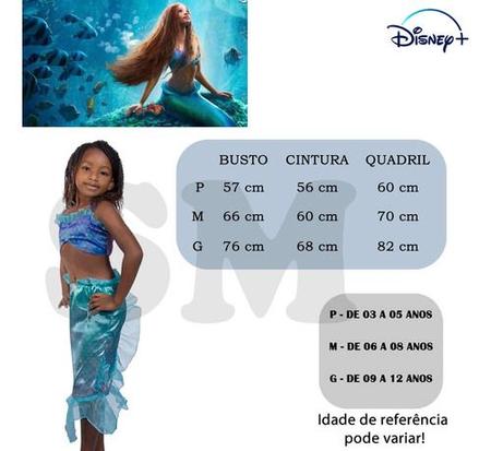 Fantasia Pequena Sereia Ariel com Cauda Infantil - Fantasia Kids