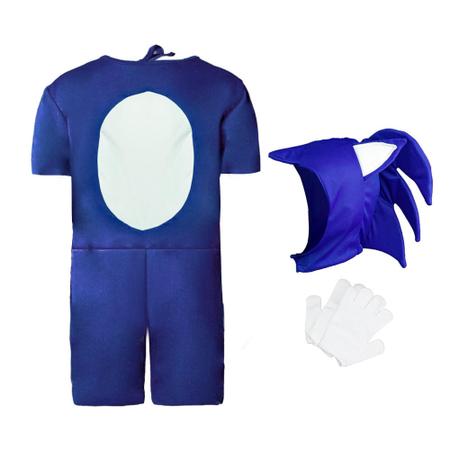 Fantasia Infantil De Luxo Sonic Completa 4 Itens