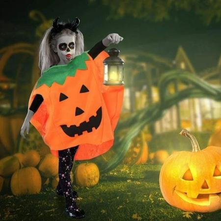 Fantasia Infantil Abóbora C/ Chapéu Halloween Dia Das Bruxas - D
