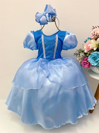 Vestido Cinderela Frozen Infantil de Princesa Daminha Formatura Aniversário