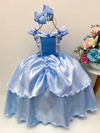 Vestido Infantil Princesa Cinderela Filme Brilho