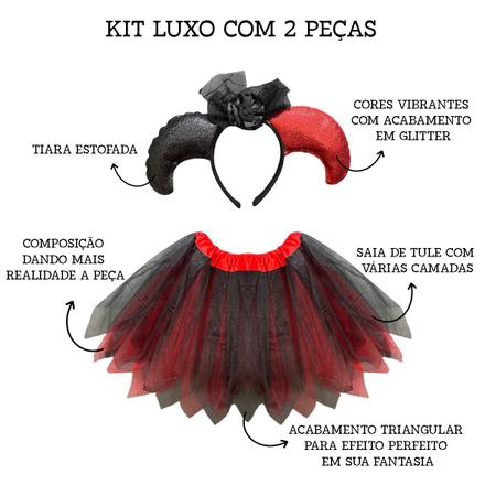 kit festa fantasia halloween infantil, 2 peças, saia de tutu tule