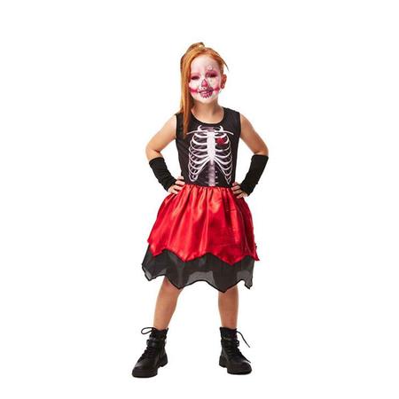 Fantasia Halloween Infantil Caveirinha c/ Máscara Vestido