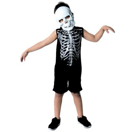 Imagem de Fantasia Infantil Masculina De Caveira Macacão Esqueleto Para Menino Halloween Dia Das Bruxas