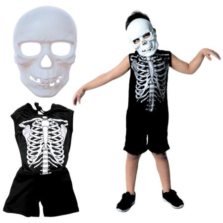 Imagem de Fantasia Infantil Masculina De Caveira Macacão Esqueleto Para Menino Halloween Dia Das Bruxas